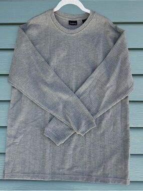 George Men's Gray Ribbed Crewneck Sweater